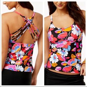 Island Escape strappy floral tankini top